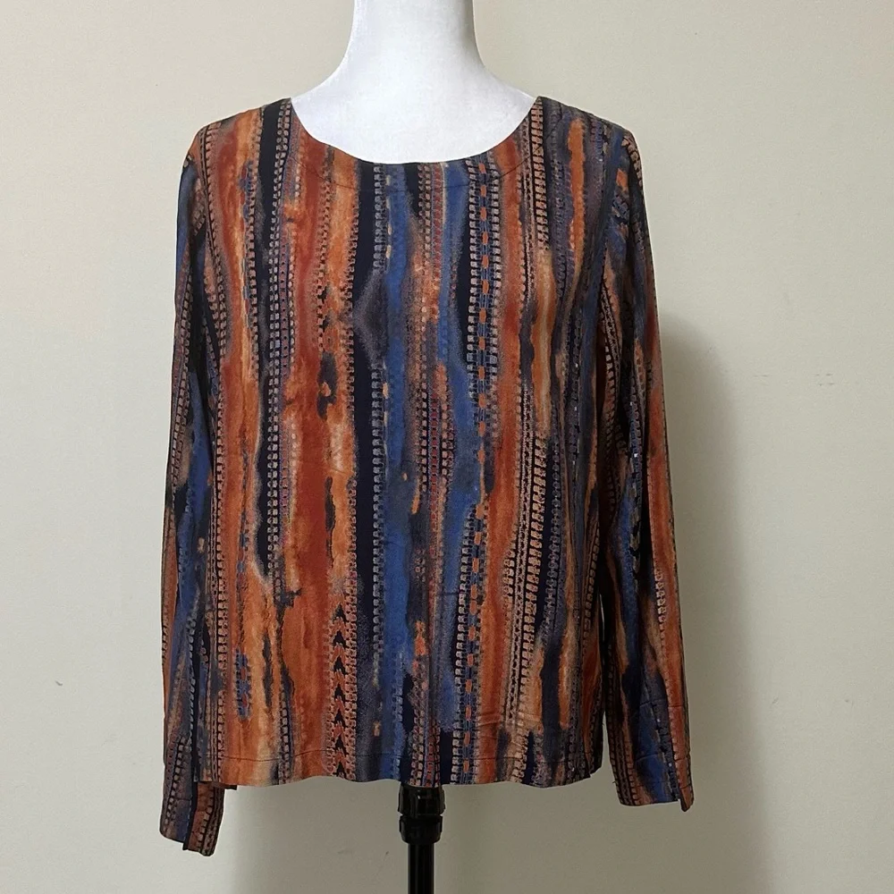 Coco + Carmen NEW Textured Stripes in Print Long Sleeve Popover Pullover S/M - Picture 12 of 16